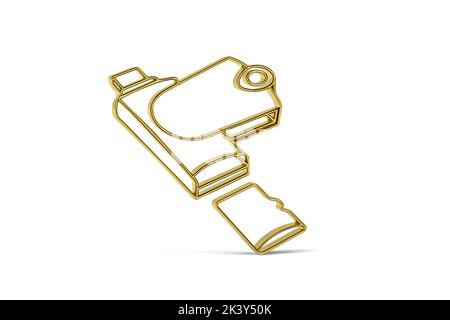 Icône Golden 3D USB Card Reader isolée sur fond blanc - rendu 3D Banque D'Images