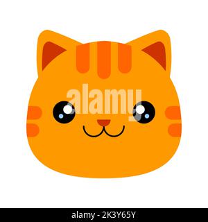 Tête de dessin animé d'un chat tabby orange au gingembre. Illustration vectorielle. Illustration de Vecteur