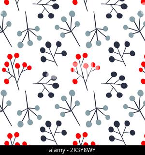 Baies de style scandinave sur branche sans couture Illustration de Vecteur