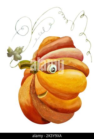 Halloween mignon citrouille illustration isolée sur fond blanc Banque D'Images