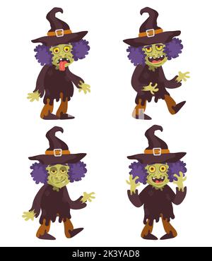 halloween sorcière vampire jeu de caractères vecteur plat Illustration de Vecteur