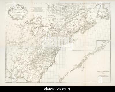 Canada, Louisiane et terres angloises Gravelot, Hubert François, 1699-1773. Anville, Jean Baptiste Bourguignon d', 1697-1782. Cartographie. Cartes. 1755. Lionel Pincus et Princess Firyal Map Division. Canada, Louisiane, Amérique du Nord, Saint-Laurent Banque D'Images