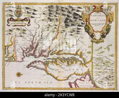 Une carte de la Virginie et du Maryland Cartographie. Cartes. 1676. Lionel Pincus et Princess Firyal Map Division. Virginia, Maryland, Maryland , cartes , travaux tôt à 1800, Virginia , cartes , travaux tôt à 1800 Banque D'Images