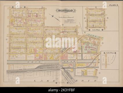 Buffalo, Double page plaque no 7 carte délimitée par Prospect St., Genesee St., Lake Erie, Maryland St. Cartographie. Atlas, cartes. 1891. Lionel Pincus et Princess Firyal Map Division. Immobilier , New York (État) , zBuffalo Banque D'Images