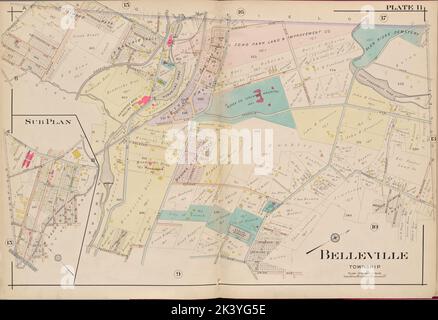 Comté d'Essex, V. 3, plaque double page no 11 carte du canton de Belleville A.H. Mueller (éditeur). Cartographie. Atlas, cartes. 1906. Lionel Pincus et Princess Firyal Map Division. Comté d'Essex (N.J.), Newark (N.J.) Banque D'Images