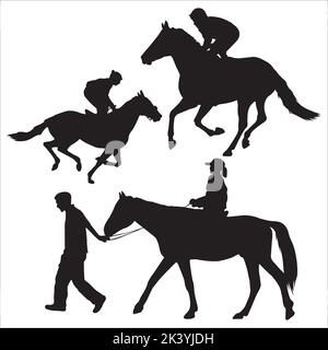 Ensemble vectoriel de Horseman avec silhouettes de cheval Illustration isolée sur fond blanc Illustration de Vecteur