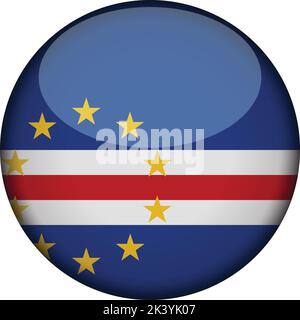drapeau du cap-vert en bouton rond brillant de l'icône. Emblème du cap-vert isolé sur fond blanc. Signe de concept national. Jour de l'indépendance. Vecteur illust Illustration de Vecteur