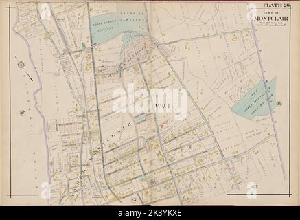 Essex County, V. 3, Double page plaque no 26 carte de la ville de Montclair A.H. Mueller (éditeur). Cartographie. Atlas, cartes. 1906. Lionel Pincus et Princess Firyal Map Division. Comté d'Essex (N.J.), Newark (N.J.) Banque D'Images