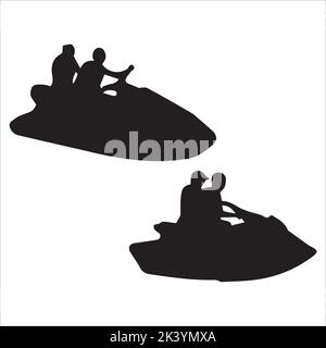 Scénario de silhouettes Extreme Jet ski Illustration isolée sur fond blanc Illustration de Vecteur