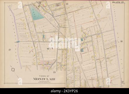 Essex County, V. 3, Double page plaque no 25 carte de la ville de Montclair A.H. Mueller (éditeur). Cartographie. Atlas, cartes. 1906. Lionel Pincus et Princess Firyal Map Division. Comté d'Essex (N.J.), Newark (N.J.) Banque D'Images