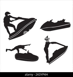 Scénario de silhouettes Extreme Jet ski Illustration isolée sur fond blanc Illustration de Vecteur