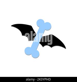 Illustration d'un os bleu sur les ailes d'une chauve-souris. Image vectorielle Illustration de Vecteur