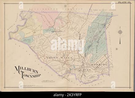 Essex County, V. 3, Double page plaque no 35 carte délimitée par A.H. Mueller (éditeur). Cartographie. Atlas, cartes. 1906. Lionel Pincus et Princess Firyal Map Division. Comté d'Essex (N.J.), Newark (N.J.) Banque D'Images