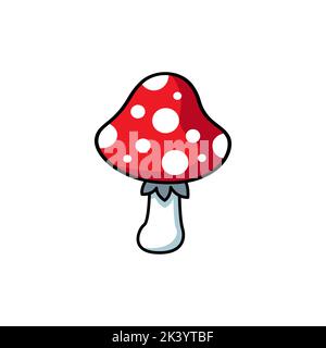 Illustration plate de champignon rouge. Clip art vectoriel, autocollants, icônes, épingles. Illustration de Vecteur