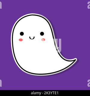 Autocollant fantôme sur fond violet. Illustration vectorielle Illustration de Vecteur