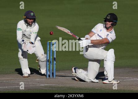 Hove, Royaume-Uni 28th septembre 2022 : bating Ali Orr de Sussex pendant le LV= Insurance County Championship Division deux matchs entre Sussex et Glamourgan au 1st Central County Ground à Hove. Banque D'Images