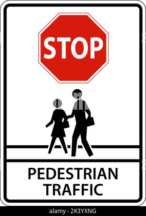 Panneau stop piéton sur fond blanc Illustration de Vecteur