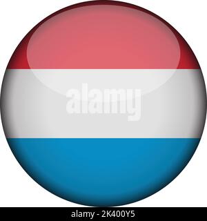 drapeau de luxembourg en bouton rond brillant de l'icône. Emblème de luxembourg isolé sur fond blanc. Signe de concept national. Jour de l'indépendance. Vecteur illust Illustration de Vecteur