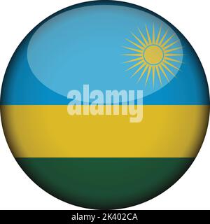 drapeau du rwanda en bouton rond brillant d'icône. Emblème du rwanda isolé sur fond blanc. Signe de concept national. Jour de l'indépendance. Illustration vectorielle. Illustration de Vecteur