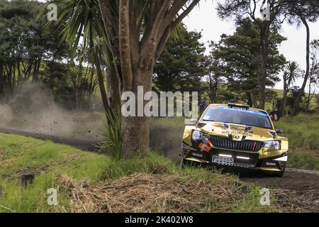 25 HORAN Raana (nzl), CONNOR Michael (nzl), Skoda Fabia Evo, l'action pendant le rallye Nouvelle-Zélande 2022, 11th tour du Championnat mondial de voitures de rallye WRC 2022, de 29 septembre à 2 octobre 2022 à Auckland, Nouvelle-Zélande - photo: Nikos Katikis/DPPI/LiveMedia Banque D'Images