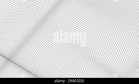 Motif de lignes ondulées de la grille, matrice carrée de maillage, texture de densité d'étirement Illustration de Vecteur