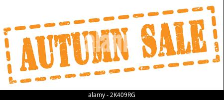 Texte DE LA VENTE D'AUTOMNE inscrit sur l'étiquette orange en forme de tiret. Banque D'Images