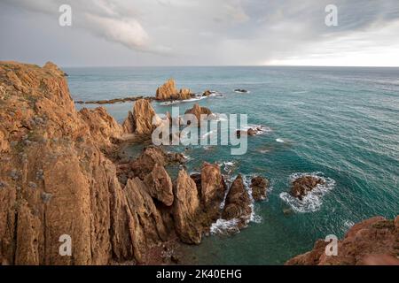 Las Sirenas, Arrecife de las Sirenas, Espagne, Andalousie, Almeria, Parc National de Cabo de Gata Banque D'Images