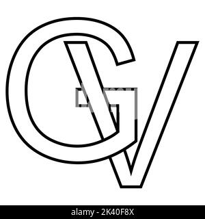 Logo signe gv vg icon, nft lettres entrelacées g v Illustration de Vecteur