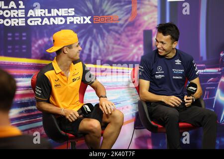 Singapour. 29th septembre 2022. NORRIS Lando (gbr), McLaren F1 Team MCL36, Et ALBON Alexander (tha), Williams Racing FW44, portrait, conférence de presse pendant le Grand Prix de Singapour de Formule 1 Singapore Airlines 2022, 17th tour du Championnat du monde de Formule 1 2022 de la FIA de 30 septembre à 02 octobre 2022 sur le circuit de rue de Marina Bay, à Singapour - photo Florent Gooden/DPPI crédit: DPPI Media/Alamy Live News Banque D'Images