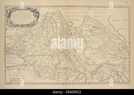 Karta Sibiri (Tartarii) Sansona 1654g. 22 Une carte de la Sibérie (Tartaria) par Sanson, 1654. P.22 Cartographie. Cartes. 1899. Division de la recherche générale. Cartographie , Russie , Histoire, Russie Banque D'Images