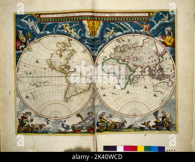 Nova et ackatissima totius terrarum orbis tabula Blaeu, Joan, 1596-1673. Cartographie. Cartes. 1648 - 1664. Lionel Pincus et Princess Firyal Map Division. Hémisphère Nord, hémisphère est Banque D'Images