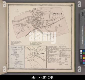 Village de Gouverneur ; Annuaire des affaires de Little York. ; Répertoire des affaires de Hailesboro. ; Little York Village; Hailesboro Village; Gouverneur Business Directory. Cartographie. Atlas, cartes. 1865. Lionel Pincus et Princess Firyal Map Division. Comté de Saint Lawrence (N.Y.), biens immobiliers , New York (État) , Comté de Saint Lawrence Banque D'Images