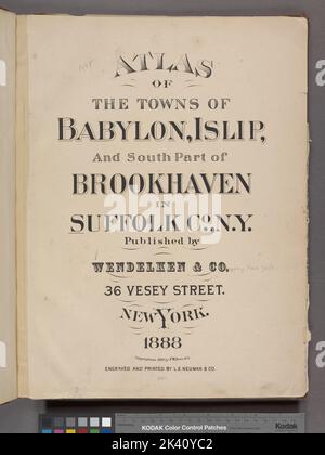 Atlas des villes de Babylone, d'Isp et de la partie sud de Brookhaven dans Suffolk Co., N. Y. Cartographie. Atlas, cartes. 1888. Lionel Pincus et Princess Firyal Map Division. Atlases , New York (État) , Suffolk Comté Banque D'Images