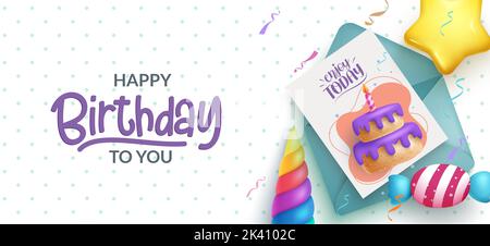 Motif d'arrière-plan vectoriel de carte d'anniversaire. Texte de message d'anniversaire avec élément de carte d'invitation papier en arrière-plan à motifs de points. Illustration de Vecteur