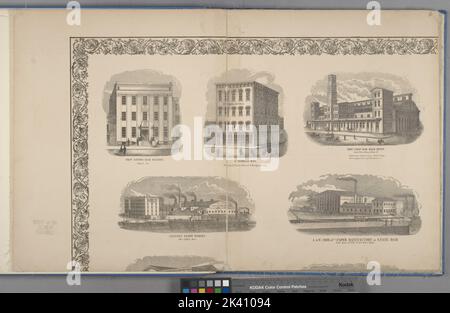 Troy Savings Bank Building. First St. ; Clinton cuisinière Works. Bureau 311, rue River. ; Salle Saint-Nicolas. À l'angle de River Street et Bridge Avenue. ; Troy Union Rail Road Depot. Sixth St. d'Albany à Fulton STS. ; Usine de papier A. & W. Orr & Co. À la salle de vente et bureau de State Dam n° 267 River Street. Cartographie. Atlas, cartes. 1869. Lionel Pincus et Princess Firyal Map Division. Troy (New York) Banque D'Images