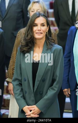 Madrid, Espagne. 29th septembre 2022. La reine Letizia d'Espagne assiste à une réunion au siège de l'Académie Royale d'Espagne à Madrid. Crédit : SOPA Images Limited/Alamy Live News Banque D'Images