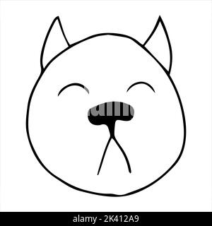 Portrait vectoriel d'un chien en forme de chien en forme de dessin animé. Illustration PET dans le style de dessin au trait. Illustration de Vecteur