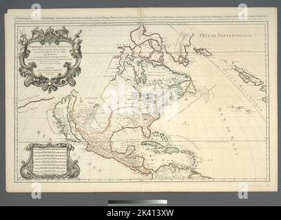 Amérique septentrionale divisée en ses principaux partis : ou distinguée les vns des autres les etatsstats suivants qu'ils ont communiqué aux François, Castillans, Anglois, Suedois, Danois, Hollandois, tirée des relations de tous ces nations Sanson, Nicolas, 1600-1667. Cartographie. Cartes. 1690. Lionel Pincus et Princess Firyal Map Division. Amérique du Nord Banque D'Images