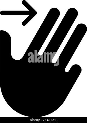 Icône de glyphe noire à trois doigts Illustration de Vecteur