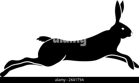 Une icône dessinée à la main d'un lapin en course à pied. Silhouette de lapin. Pâques. Ressort. L'animal s'écoule. Peur. Peur. Illustration simple vectorielle Illustration de Vecteur