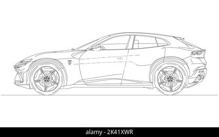 Ferrari Purosangue super car, Maranello, Italie, année 2022, voiture de sport multisegment de conception italienne, vectorisation de l'illustration Banque D'Images