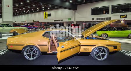 DETROIT, MI/États-Unis - 1 mars 2019: Une restauration Mustang Mach 1 de 1972, exposée à l'Autama de Detroit. Banque D'Images