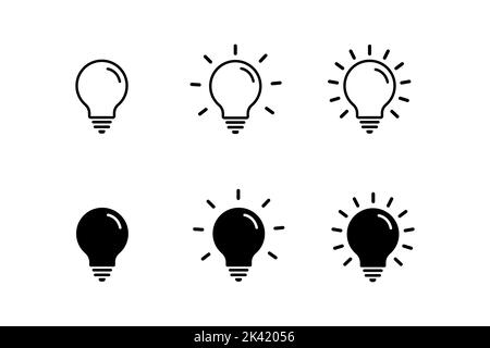 Jeu d'icônes plates des ampoules isolées sur fond blanc Illustration de Vecteur