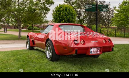 DEARBORN, MI/États-Unis - 15 JUIN 2019 : une Corvette 1976 de Chevrolet, le spectacle de voitures Henry Ford (THF) Motor Muster, à Greenfield Village, près de Detroit, Mich Banque D'Images