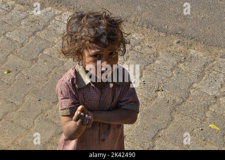Photo d'un enfant de la rue Indian Banque D'Images