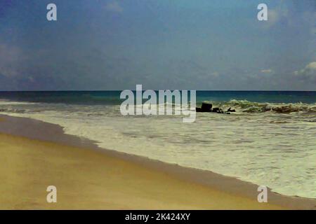 Une plage éloignée dans la région d'Ada, au Ghana, en Afrique de l'Ouest, vers 1959 Banque D'Images