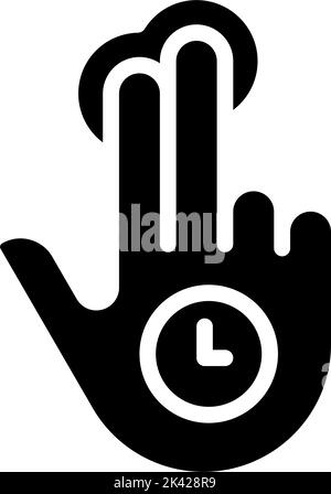 Double doigt tenant l'icône de glyphe noire Illustration de Vecteur