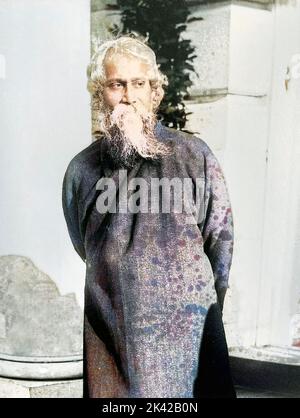 RABINDRANATH TAGORE (1861-1941) écrivain, poète et philosophe bengali vers 1920 Banque D'Images