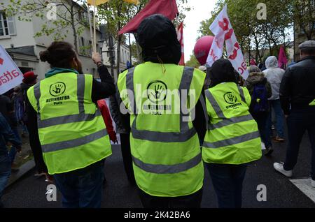 la manifestation interprofessionnelle fait le plein à Paris, les augmentations salariales faisientes parties des principes revendcations Banque D'Images