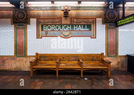 Station de métro borough Hall, Manhattan, New York, États-Unis Banque D'Images